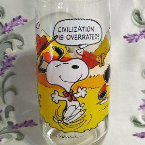 Vintage McDonalds Glass Peanuts Camp Snoopy Collection Civilization is Overrated